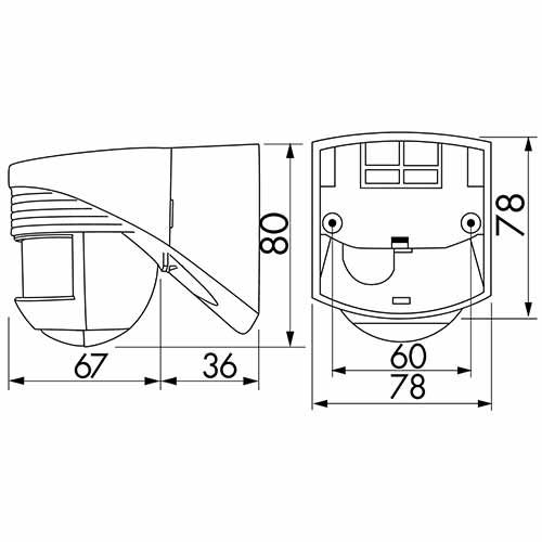 Les dimensions du détecteur de mouvement infrarouge BEG LUXOMAT  LC-Click-N 200°.