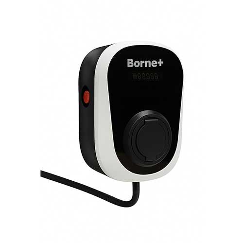 Borne de recharge de véhicule électrique BORNE+ plug and play prise T2S 7kW 32A IP55 - vue de profil