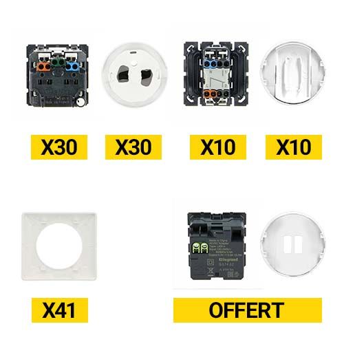 pack d'appareillage Legrand Céliane blanc avec prise USB offerte - mécanisme vue de dos