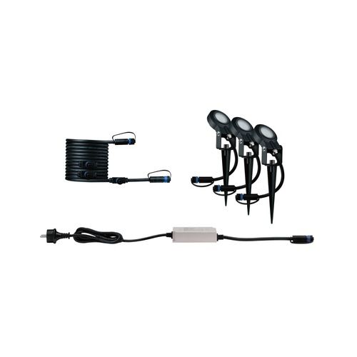 Kit de 3 spots LED extérieurs sur piquet orientable Paulmann Plug & Shine