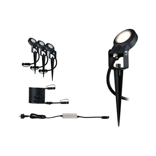 Kit de 3 spots LED extérieurs sur piquet orientable Paulmann Plug & Shine