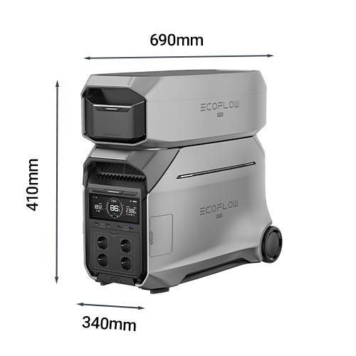 Dimensions du pack station électrique nomade Ecoflow DELTA PRO 3 + batterie intelligente