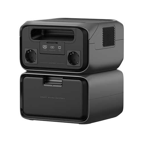 station électrique Ecoflow RIVER 3 PLUS et batterie EB600 - vue de profil