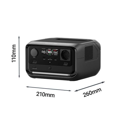 Dimensions de la station électrique Ecoflow RIVER 3 PLUS 286Wh