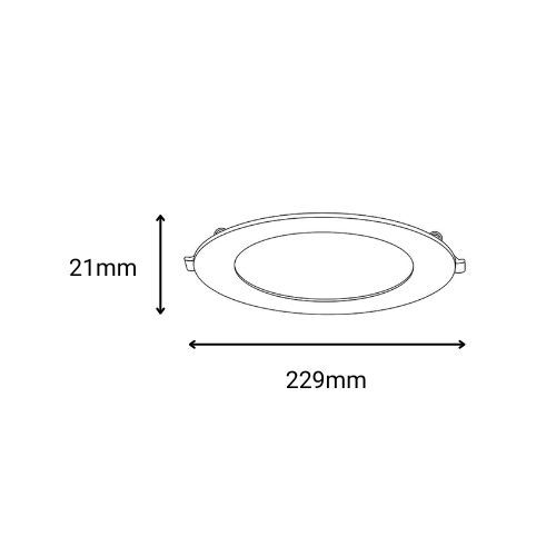 Downlight LED ENLITE extra plat à encastrer 230V 17W 1800lm 4000K 229mm blanc - schéma avec dimensions