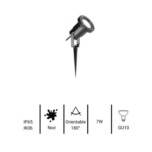 Spot extérieur sur piquet ENLITE IP65 230V GU10 noir - fiche technique