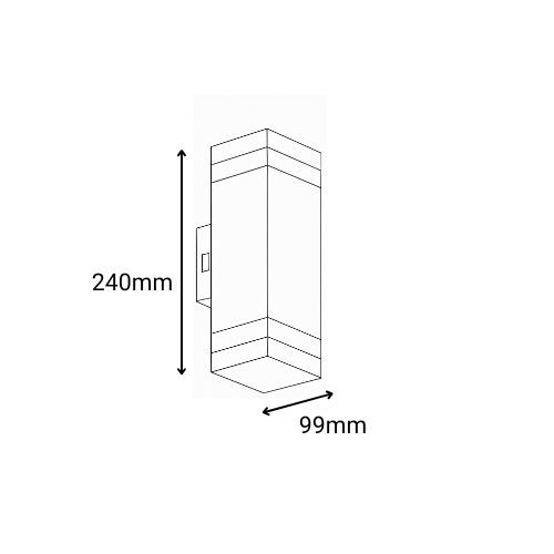 Applique extérieure ENLITE carrée LED bidirectionnelle IP65 230V 10W 830lm CCT noir - schéma avec dimensions