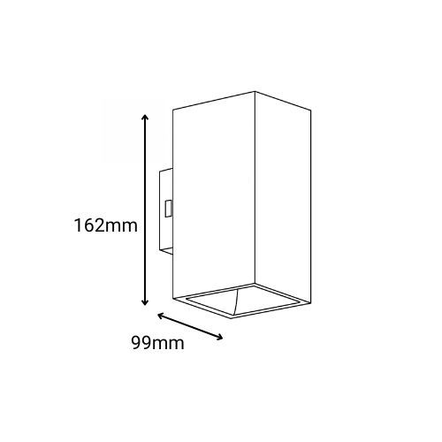 Applique extérieure ENLITE carrée LED bidirectionnelle IP65 230V 10W 1000lm CCT noir - schéma avec dimensions