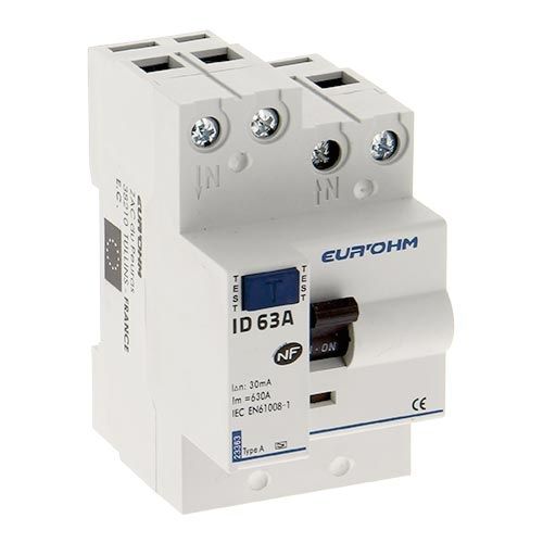 EUROHM Inter différentiel 63A 30mA type A 3 modules 230V - 23363