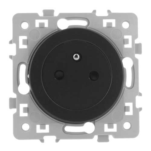 Prise électrique 2P+T affleurante anthracite Eurohm Square - vue de face
