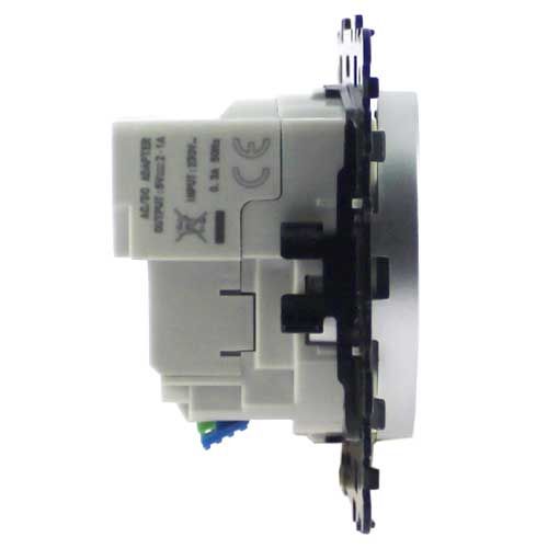 Prise de courant 2P+T + USB Type C coloris silver Eurohm Square - vue de côté