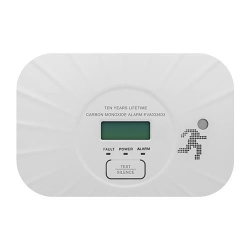 Détecteur de monoxyde de carbone avec écran LCD Evacuate - vue de face