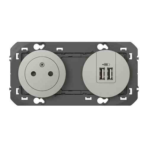 Prise 2P+T et USB Type-A Legrand Dooxie - vue de face