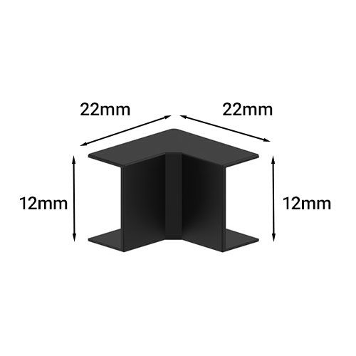 Angle intérieur GGK pour moulure 12x22mm coloris noir - dimensions