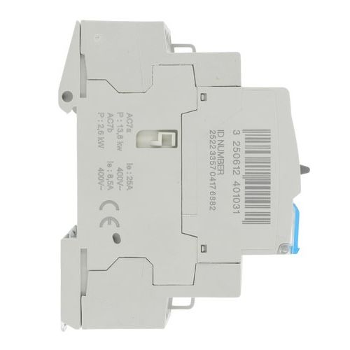 Contacteur Jour / Nuit 25A 3F/NO triphasé 2 modules marque Hager - vue de côté