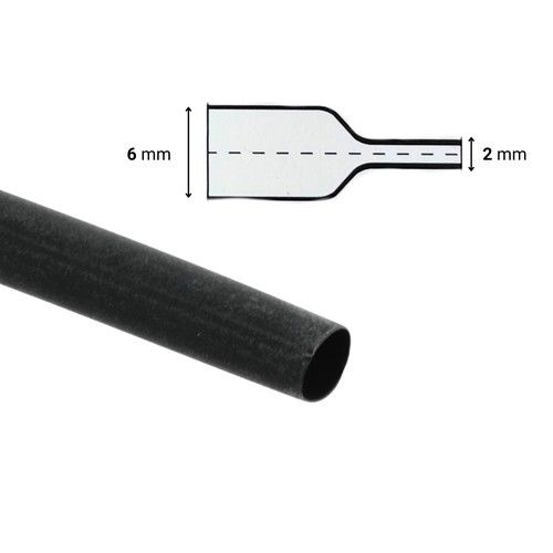 Gaines thermorétractables noires Hellermantyton diamètre 6/2mm