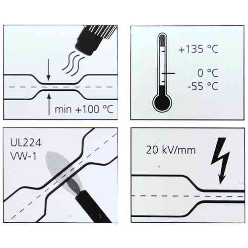 Gaines thermorétractables noires Hellermantyton - fiche technique