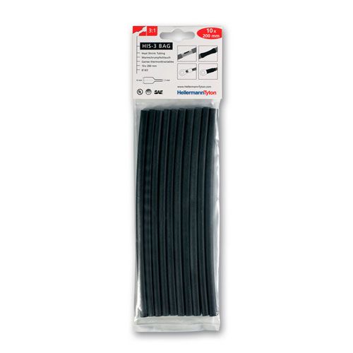 Gaines thermorétractables noires Hellermantyton - paquet de 10 pièces