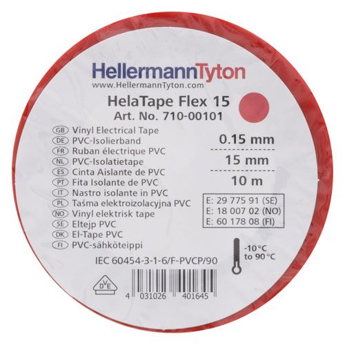 ruban adhésif rouge Hellermanntyton
