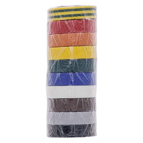 Lot de 10 rubans adhésifs isolants 15mm x 10m Hellermanntyton