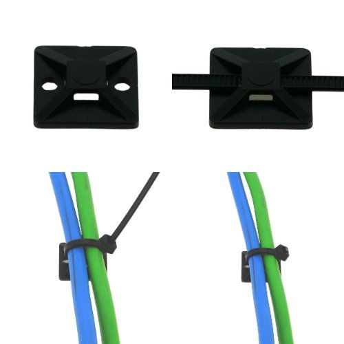 Embases adhésives ou à visser noirs 28x28mm Hellermanntyton