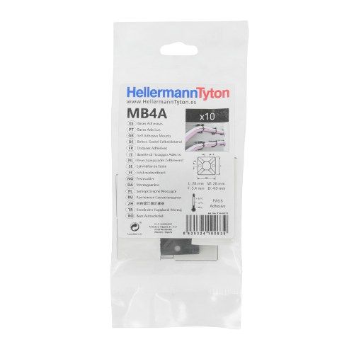 Embases adhésives ou à visser noirs 28x28mm Hellermanntyton - paquet de 10 pièces