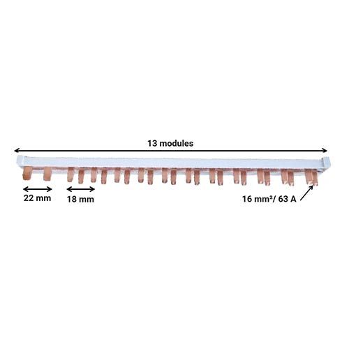 Peigne d'alimentation électrique horizontal IKEPE Phase Neutre 13 modules