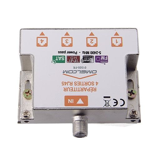 IKEPE Répartiteur TV 1 entrée coaxiale et 4 sorties TV sur RJ45