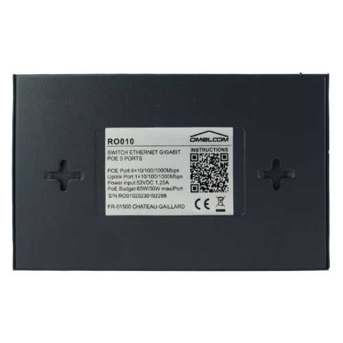 IKEPE Home connect Switch ethernet 5 ports, 4 ports 1 Gb POE 65W - vue de dessous