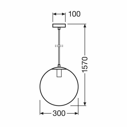 Dimension de la suspension globe verre fumé