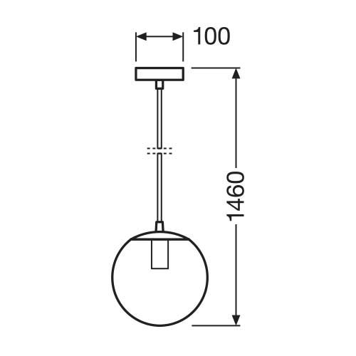 Dimensions de la suspension globe en verre Ledvance