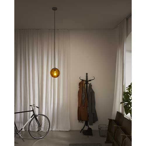 Suspension vintage E27 D200mm verre orange 1906 bubble