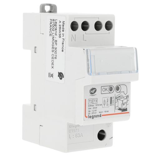 Parafoudre monophasé autoprotégé type 2 12kA 230V Legrand