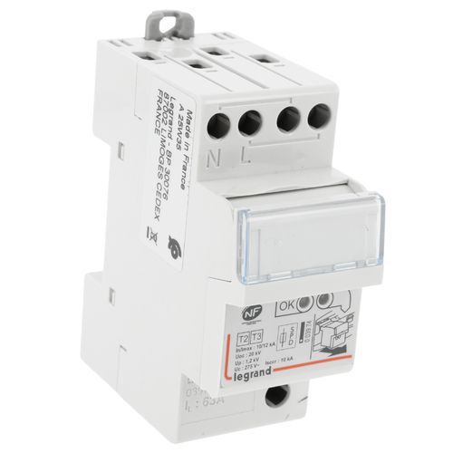 Parafoudre monophasé autoprotégé type 2 12kA 230V Legrand