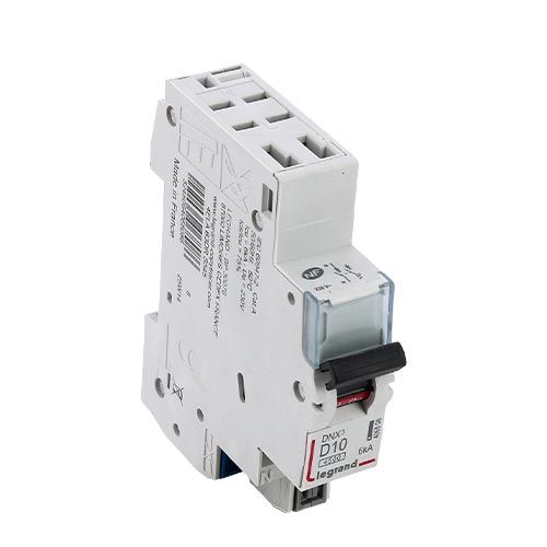 Disjoncteur LEGRAND DNX3 10A auto Ph+N courbe D 4,5kA 230V - vue de dessus