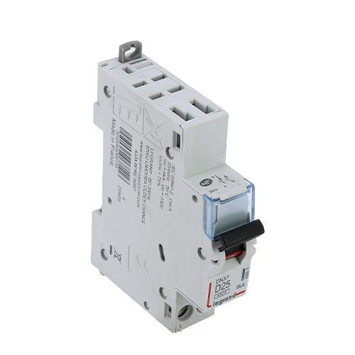 Disjoncteur LEGRAND DNX3 25A auto Ph+N courbe D 4,5kA 230V - vue de dessus
