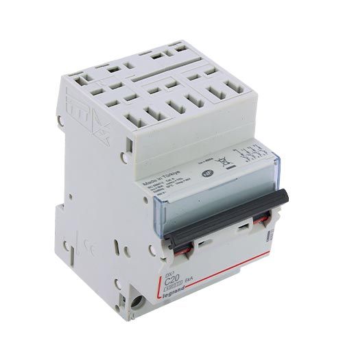 Disjoncteur LEGRAND DX3 tétrapolaire 20A auto/vis courbe C 4,5kA 400V - vue de dessus