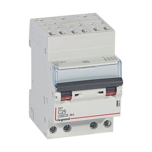 Disjoncteur LEGRAND DX3 tétrapolaire 25A auto/vis courbe C 4,5kA 400V