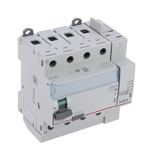 Interrupteur différentiel LEGRAND DX3 tétrapolaire 63A 30mA type F 5 modules 400V - vue de dessus