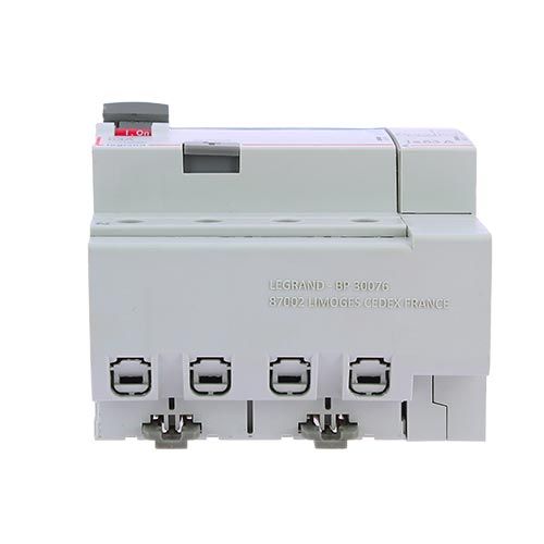 Interrupteur différentiel LEGRAND DX3 tétrapolaire 63A 30mA type F 5 modules 400V - vue de dessous
