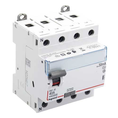 vue dessus LEGRAND DX3 Interrupteur différentiel 4P 40A Type AC 30mA - 411661