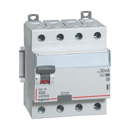 Interrupteur différentiel LEGRAND DX3 tétrapolaire 40A 30mA type F 4 modules 400V
