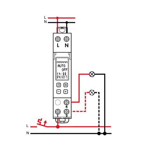 LEGRAND Interrupteur horaire 16A monophasé hebdomadaire 1 module - schéma de câblage