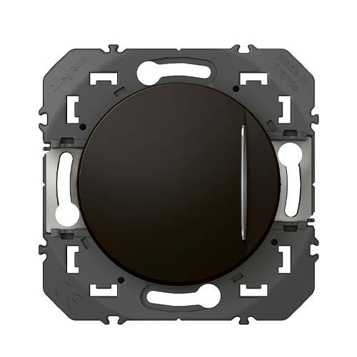Interrupteur va-et-vient Legrand Dooxie noir mat avec voyant lumineux - vue de face
