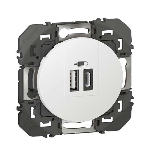 Double prise USB Legrand Dooxie Type-A et Type-C