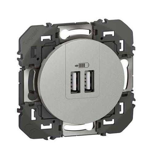 Double prise USB Type-A Legrand Dooxie finition alu