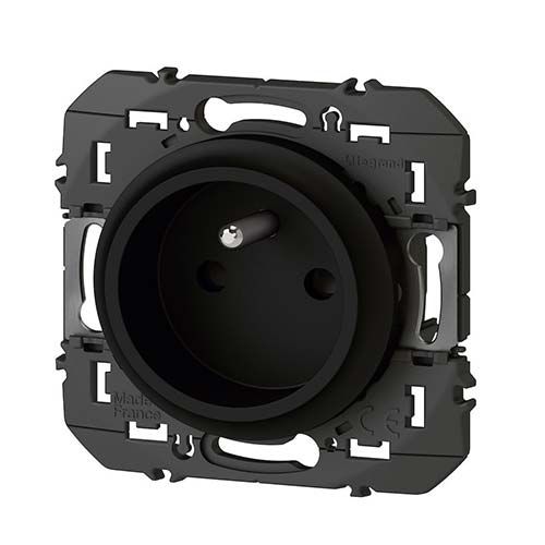 Prise Easyréno Legrand Dooxie noir mat - vue de profil