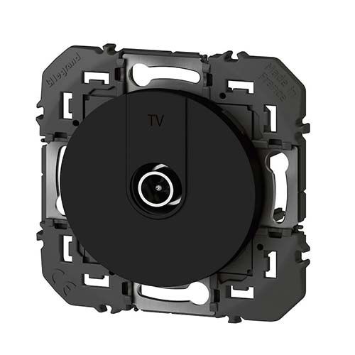 Prise TV Legrand Dooxie noir mat - vue de profil