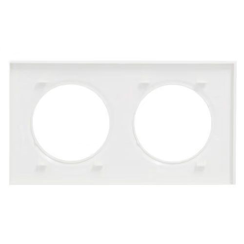 plaque 2 postes Legrand Dooxie® blanc avec bague chromée - vue de dos