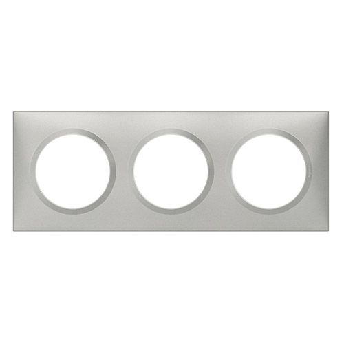 Plaque 3 postes Legrand Dooxie effet aluminium - vue de face